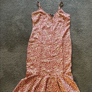 Red Leopard Print Fill Hem Midi Dress